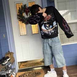 Vintage Levi’s 569 Denim Jorts – Distressed Wash – Size 32