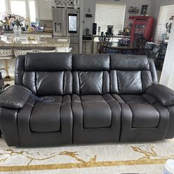 Premium Leather Sofa, (Not That Fake Faux Leather) $350 OBO  Paid $3,999 for it new