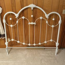 White Metal Bed Frame / Headboard 