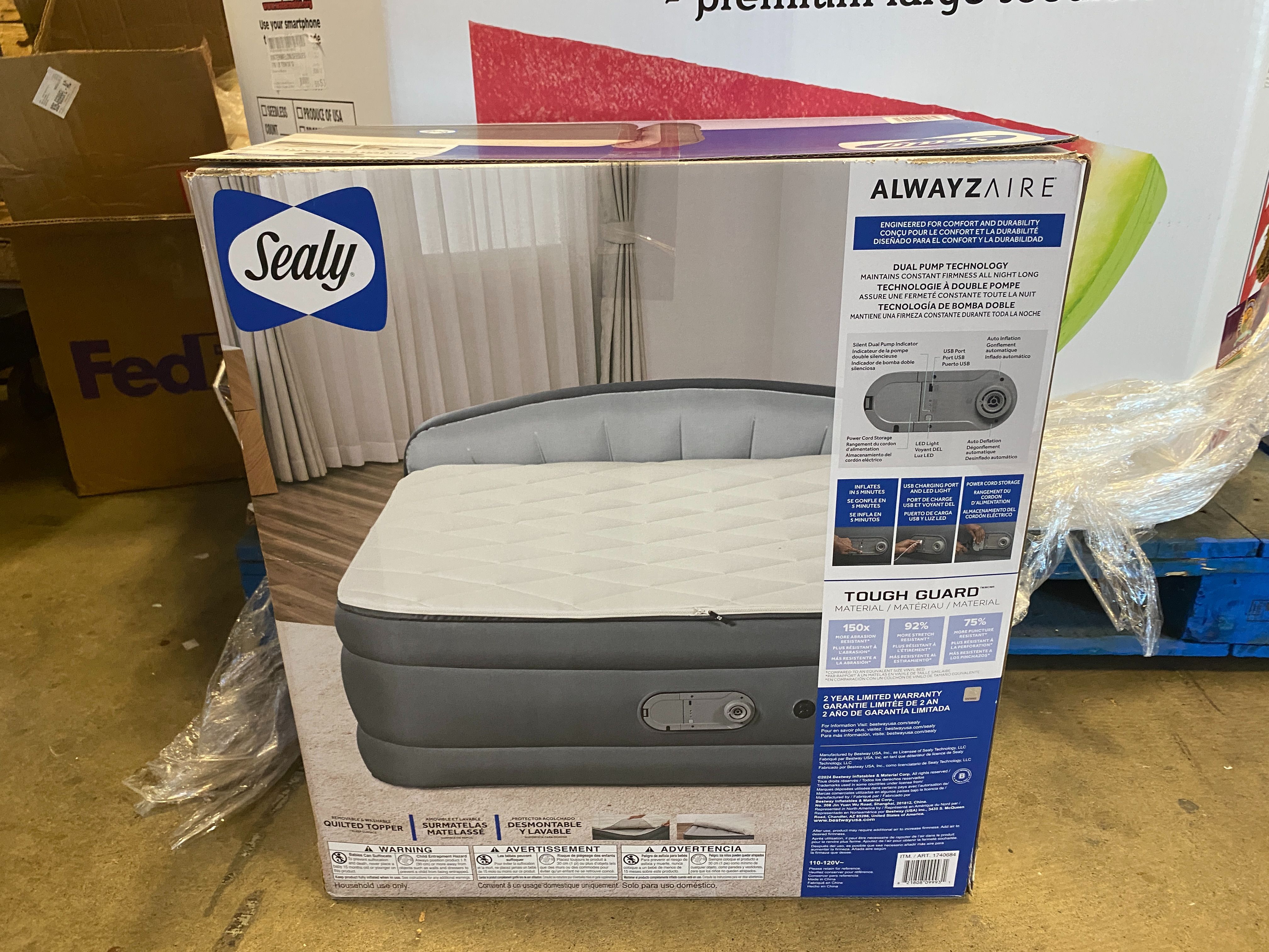 NEW! SEALY Always Aire Quilted Top Queen Matress and Headboard
