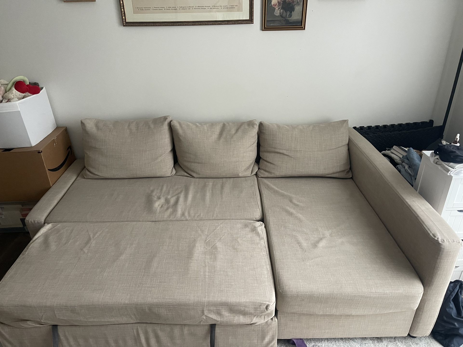 FRIHETEN Sleeper sectional,3 seat w/storage, Skiftebo dark gray