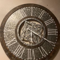 Metal And Wood Xlarge Wall Clock Galvanized 