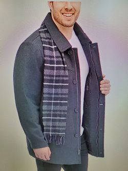 Big &Tall Dockers  Wool-blend Coat w/scarf Size: XL Tall --New--Color  Grey