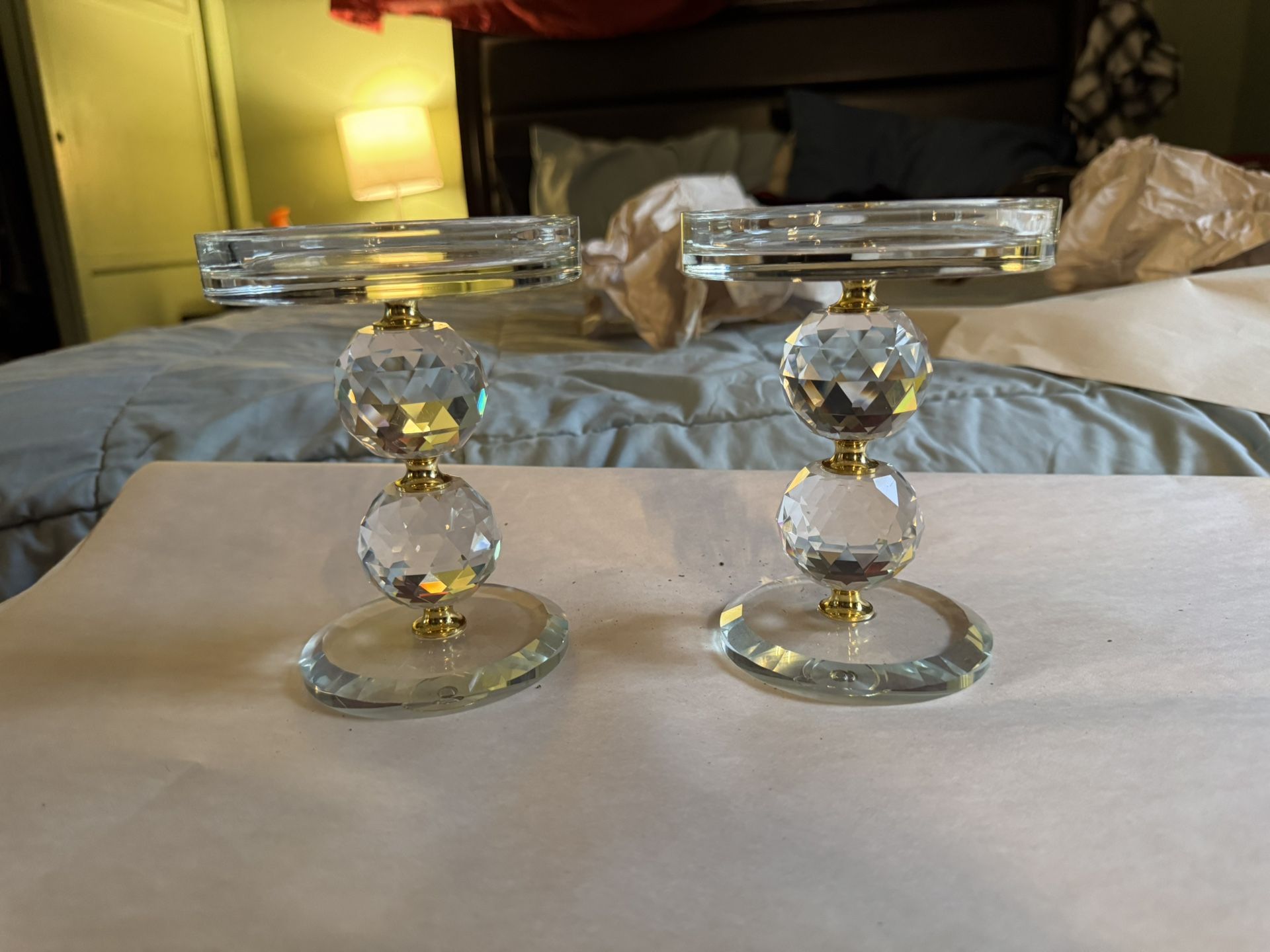 crystal candle holders