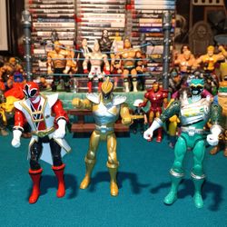 Power Rangers Figures "Red Samurai" "Gold Dino" "