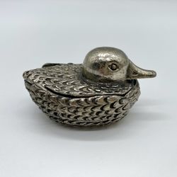 Vintage Metal Duck Salt Cellar/Pillbox