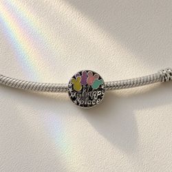 Pandora Disney My Happy Place Charm – Sterling Silver Bead with Colorful Mickey Balloons