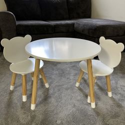 Kids  Table and Chair Set White / Natural 