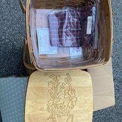 New16”x16” longaburger basket with inner plastic liner,cloth liner,lid - $25