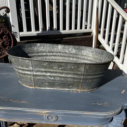 Cubasa #0 Galvanized Steel Rusticw Farm Wash Oval Basin Tub With Handles 5.5 gal w/holes