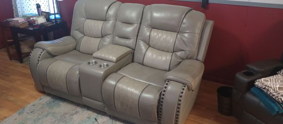 "True" leather loveseat, not an imitation leather.