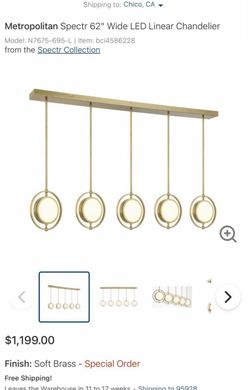 Metropolitan Spectr 62" LED Linear Chandelier – Soft Brass