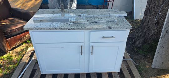 Bathroom Vanity with Granite Countertop and Backsplash 44x 22 1/2x33