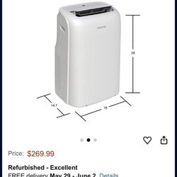 Toshiba 10000 BTU 115 volt portable air conditioner with dehumidifier and remote control 