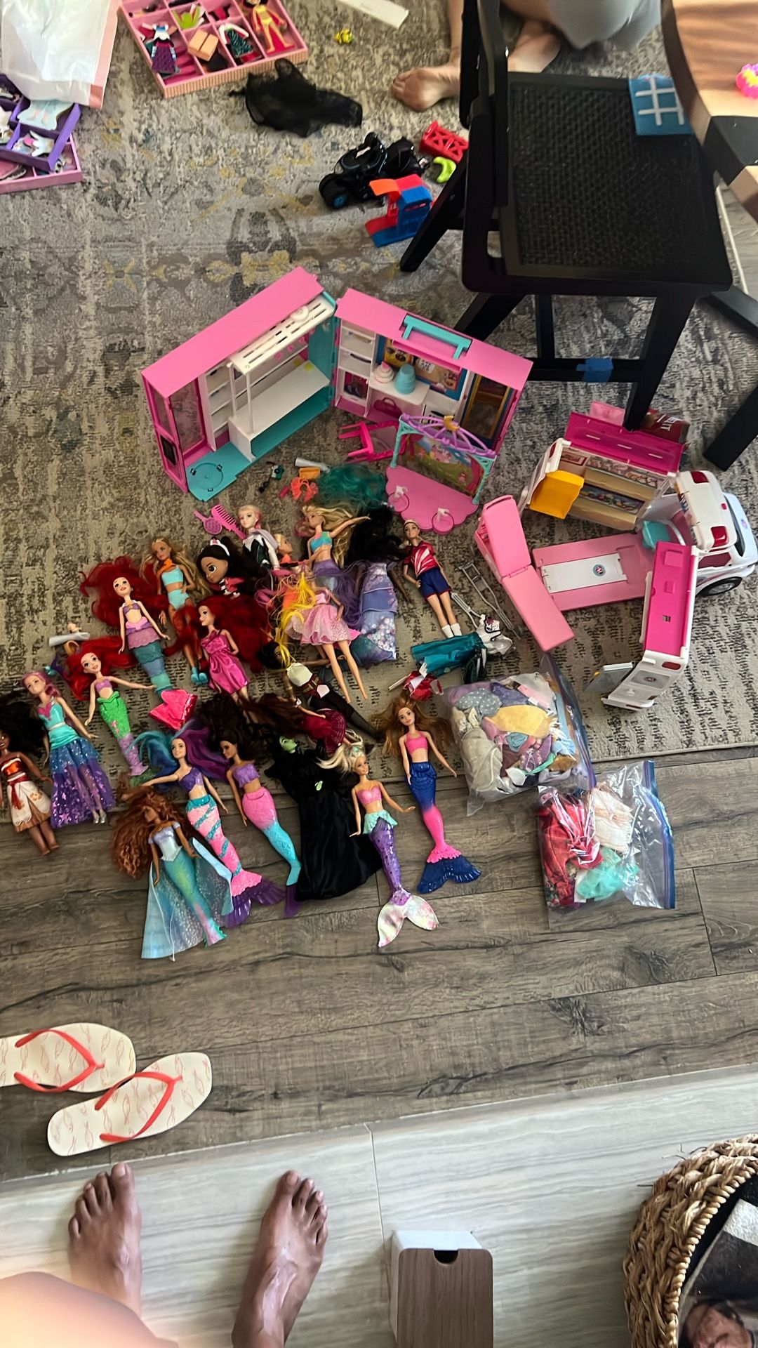 Big Lot Of Barbie Dolls And Accessories
