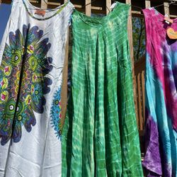 Green-new tiedyed dress , fits up to xxl