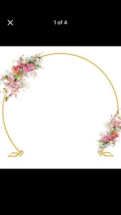 Round Backdrop Stand 8FT Gold Wedding Arch Metal Circle Balloon Arch Stand for Birthday Party Wedding Bridal Shower Anniversary Ceremony