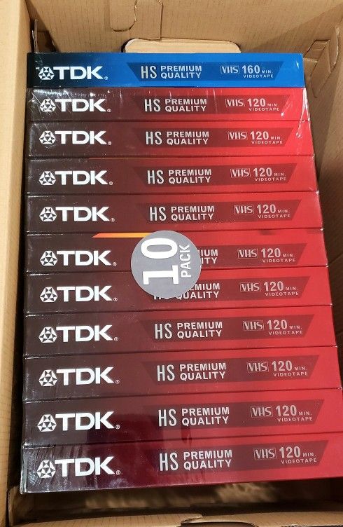10 Pack VHS Tapes New Unopened + 1 - 8 Hr Tape