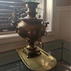 Antique Golden Shiny Brass Russian Samovar