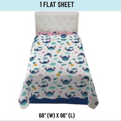 Stitch Twin Flat Bed Sheet New Blanket 