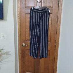 A New Day Navy and White Striped Wide Leg Pants 