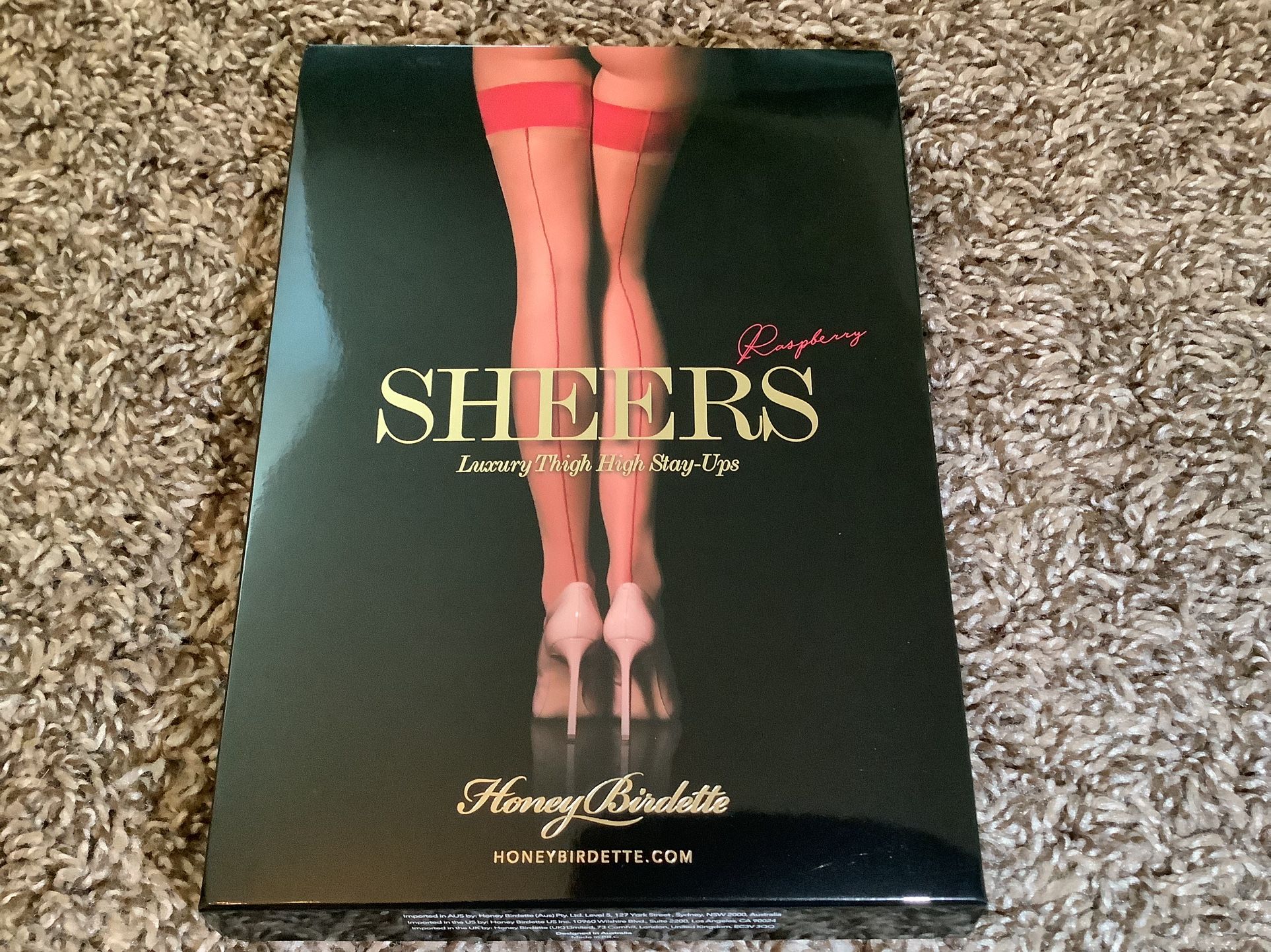 Honey Birdette sheers luxury thigh high stockings, raspberry, size: M