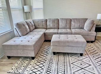 Gray chenille sectional couch