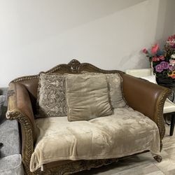 Antique Leather Couch Set 
