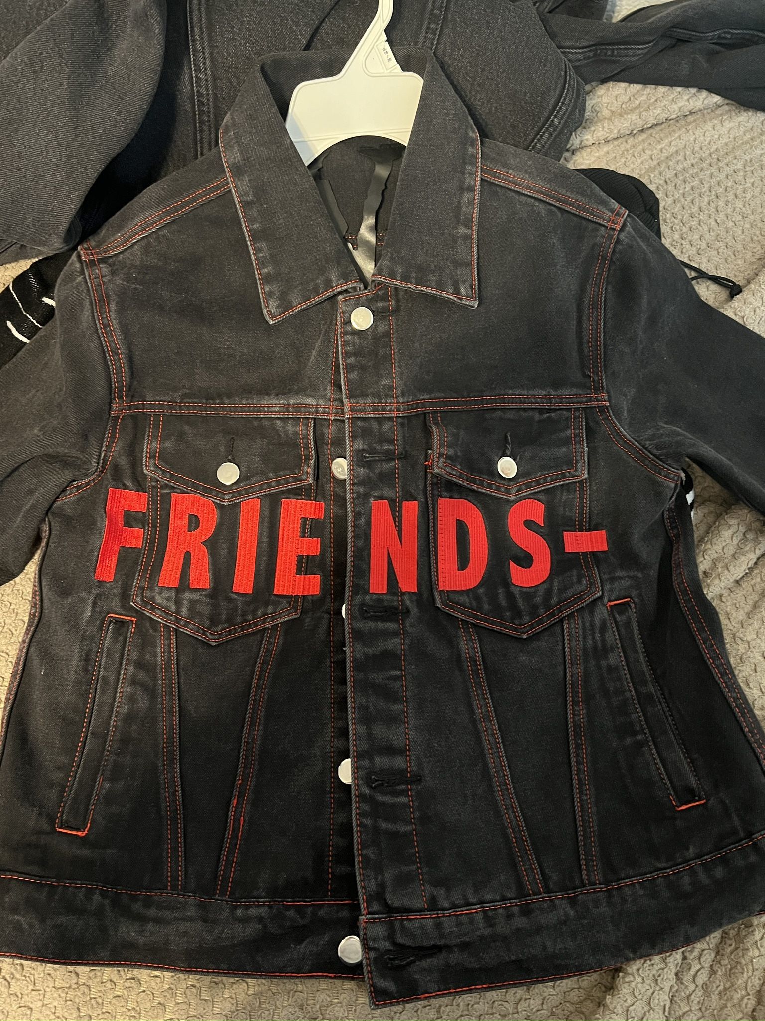 Vlone X Friends Denim Jacket Red