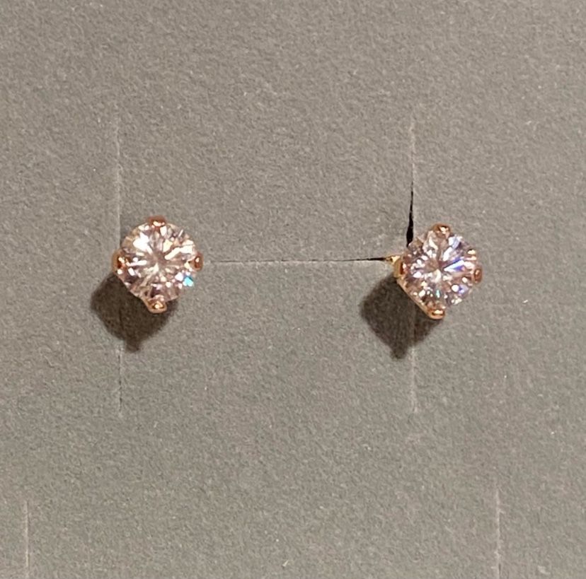 Moissanite Diamond Gold Screw Back Earrings 925