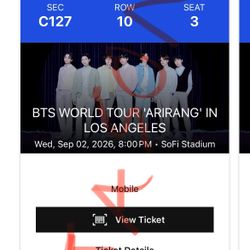 4x Ticket BTS World Tour SOFI STADIUM Premium Tickets