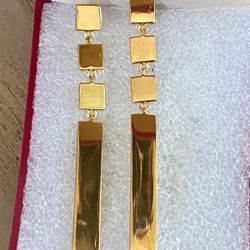 Aretes Largo Laminado Joyería Antigua 