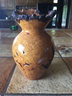 Turned Wood Decorative Vase