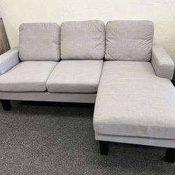 Grey Linen Sofa With Chaise