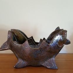 Ceramic Fish Sculpture from Coastal Eddy Gallery ,Laguna Beach