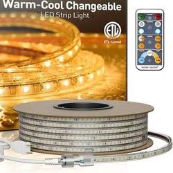 131.2 ft Shine Decor LED Strip Light Connectable, CCT 2K Warm-Cool Changing Tone for Room, 131FT 120V Plug-in Outdoor Rope Lighting Cold Resis