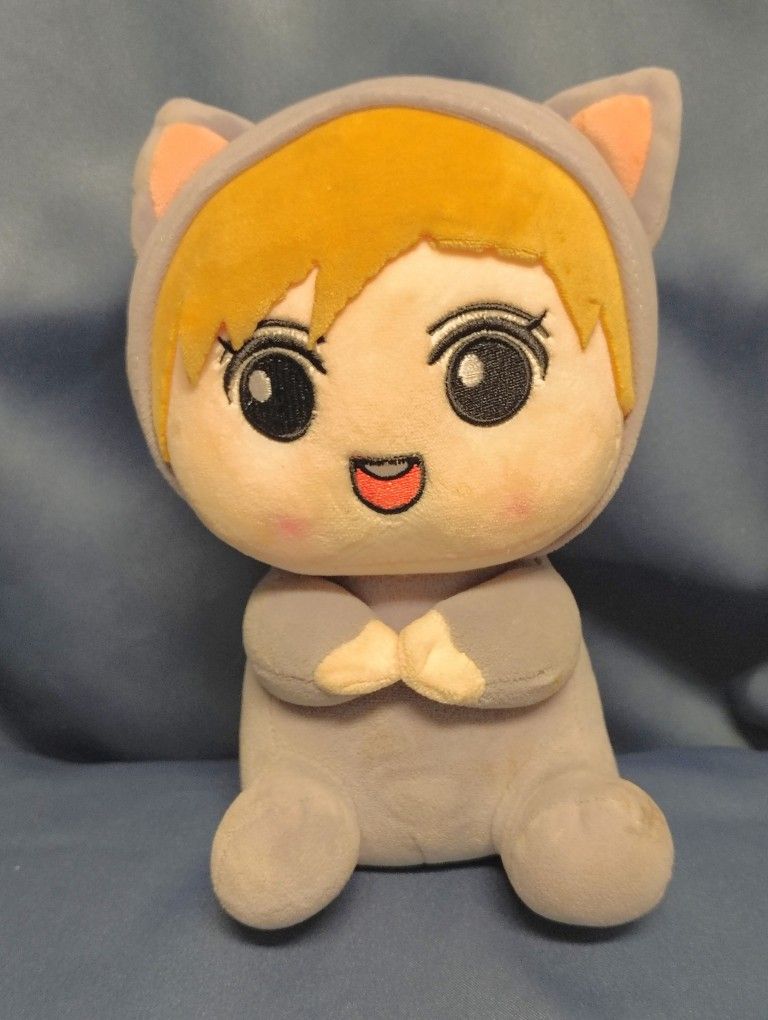 Blond Hair Grey Bear Suit Masha Baby Doll Plush Toy