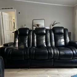 Electric Leather Reclining Sofa Set