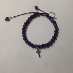 Amethyst Bracelet With Cross 
