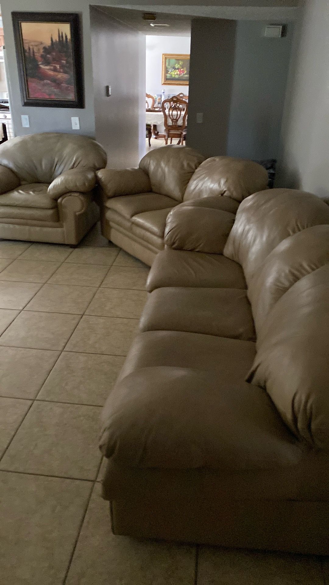 Leather sofa set