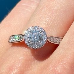 14K White Gold THE LEO 1.5 CTW Diamond Engagement Ring Round-cut