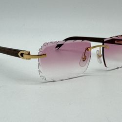 CARTIER C DECOR TULIP WOOD BOLIVAR DIAMOND CUT SUNGLASSES NEW 100% GENUINE $3900