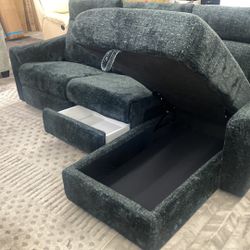 New Power Sectional With https://offerup.com/redirect/?o=U3RvcmFnZS5CbGFjaw== Fabric.  95x37.  Free Delivery!