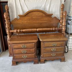 $50- Queen Headboard Bed Frame with 2 Side Dressers 