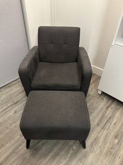 Gray Armchair and Ottoman