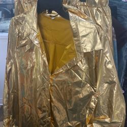 Gold Pants Set Metallic Wide Legs 
