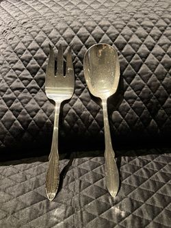 Wm Rogers Mfg Co Original Serving Spoon & Fork Silver-Plate El California 9”