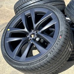 FREE INSTALL 4 NEW 2025 21” TESLA MODEL S PLAID ARACHNID WHEELS TIRES MICHELIN TPMS