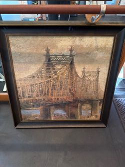 Large 36x36 Framed Canvas Wall Art - "East River Bridge" (Aaron Brothers)