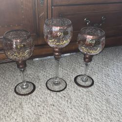 Trio of Fall Harvest Thanksgiving Glass Pillars 🍁